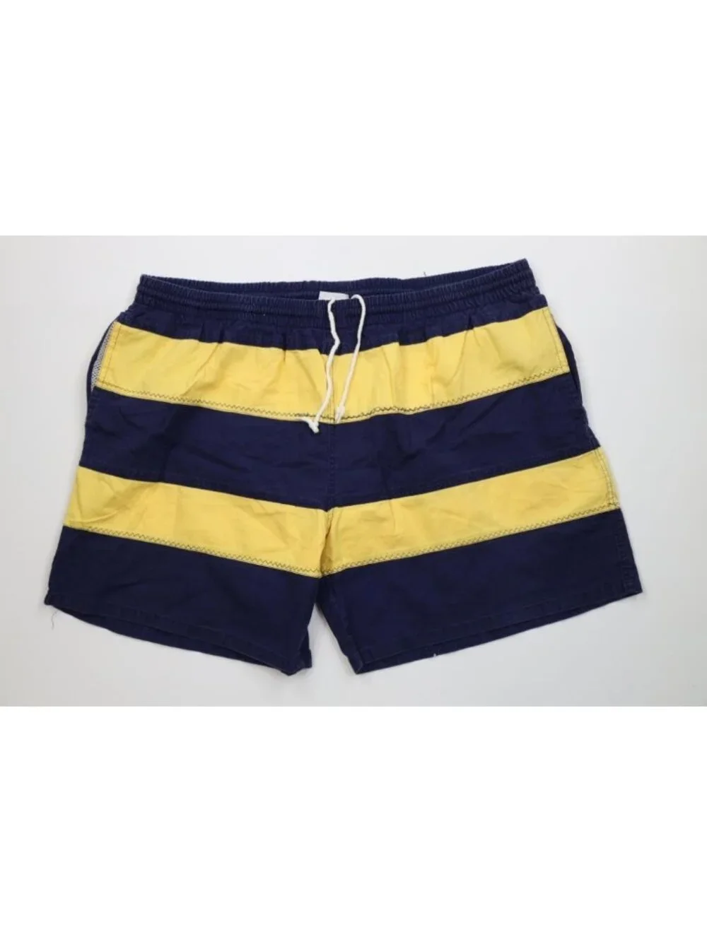 Vtg 90s Streetwear Mens 2XL Faded Striped Color Block Lined Above Knee Shorts